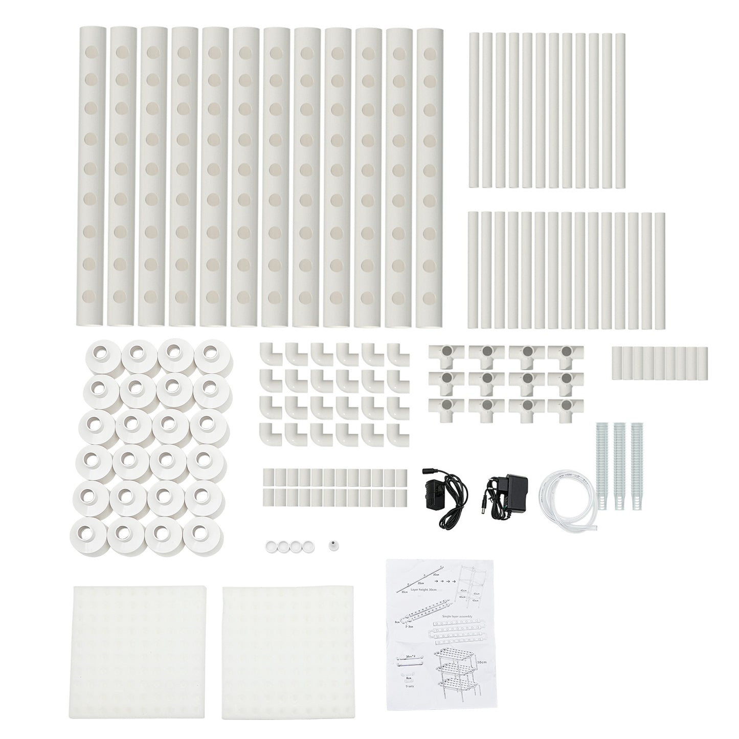 Hydroponicsysteem – Hydrocultuursysteem – Kweekset – Plantenbak – Hydrocultuur Rek – 3 Lagen – 108 Plantplaatsen – Duurzaam PVC – Efficiënt Watercirculatiesysteem