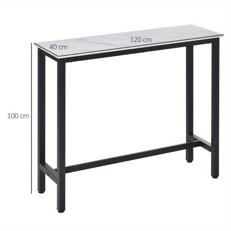 Bartafel – Bartafels – Statafel – Keukentafel – Eettafel – Verstelbare Hoogte – Marmerlook MDF Blad – Zwart Stalen Frame – 120x40x100 cm