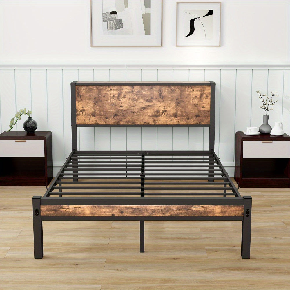 Metalen Bed Frame – Opbergbed – Bedframe – Slaapkamermeubel – Tweepersoonsbed – 120x200 cm – Stabiele Stalen Constructie – Stil Zonder Boxspring