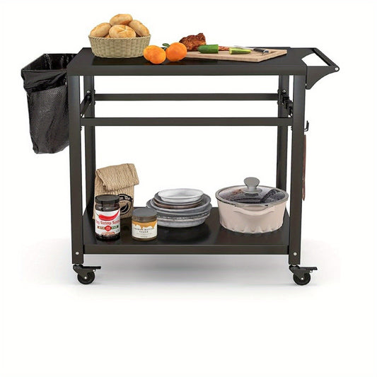BBQ Trolley – Barbecuewagen – Keukentrolley – Serveerwagen – Grillwagen – Met 2 Planken & 4 Wielen – Stevige Metalen Constructie 80x50,5x88 cm
