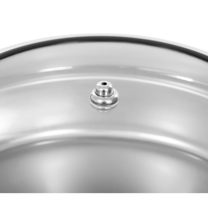 Voedselwarmer – Buffetwarmer – Warmhoudplaat – Warmhoudcontainer – Ronde Waterbad Voedselwarmer – 5,5 Liter – Roestvrij Staal & Glazen Deksel