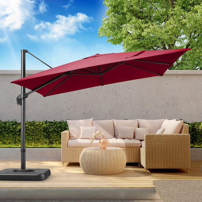3x3m Adjustable Height Patio Tent Umbrella - Outdoor Canopy with Red & Black Mesh Panels, UV Protection & Wind-Resistant Design for Poolside, Garden, Commercial Use, Patio Umbrella, Garden Shade, Durable Fabric Umbrella