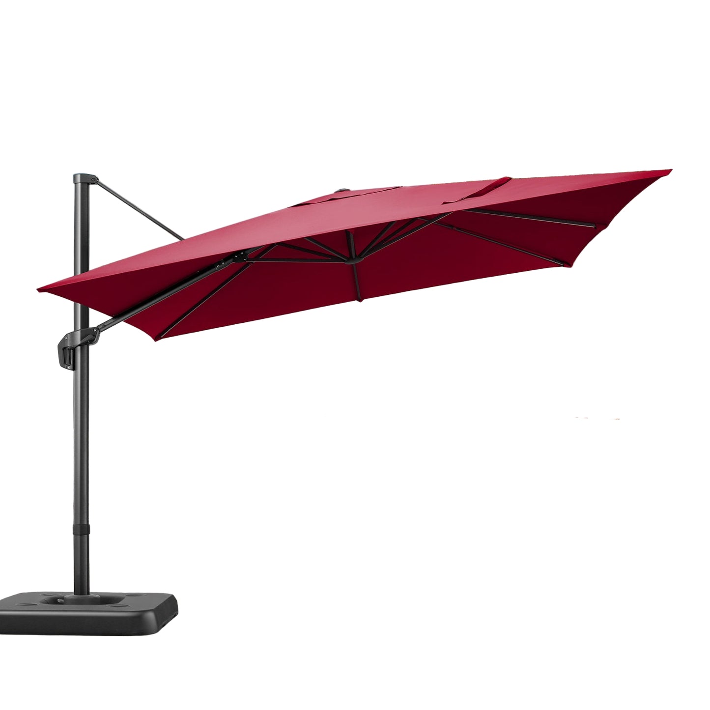 Parasol – Tuinparasol – Terrasparasol – Zonnescherm – Patio-umbrella – Verstelbare Hoogte – UV-bescherming – 3x3 Meter – Rood-Zwart Mesh – Windbestendig