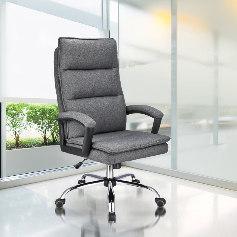 Bureaustoel – Bureaustoel Met Wielen – Kantoorstoel – Werkstoel – Stoel Met Stoffen Bekleding – Ergonomisch Comfort – Verstelbare Hoogte 43-49 cm - Donkergrjs