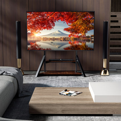 Heavy Duty Floor TV Stand, Universal TV Stand for 65-100 inch TVs up to 99.79 KG, Height Adjustable Standing TV Mount, Tall TV Mount with Storage Shelves, Max VESA 800x600mm for Meeting Room, Living Room