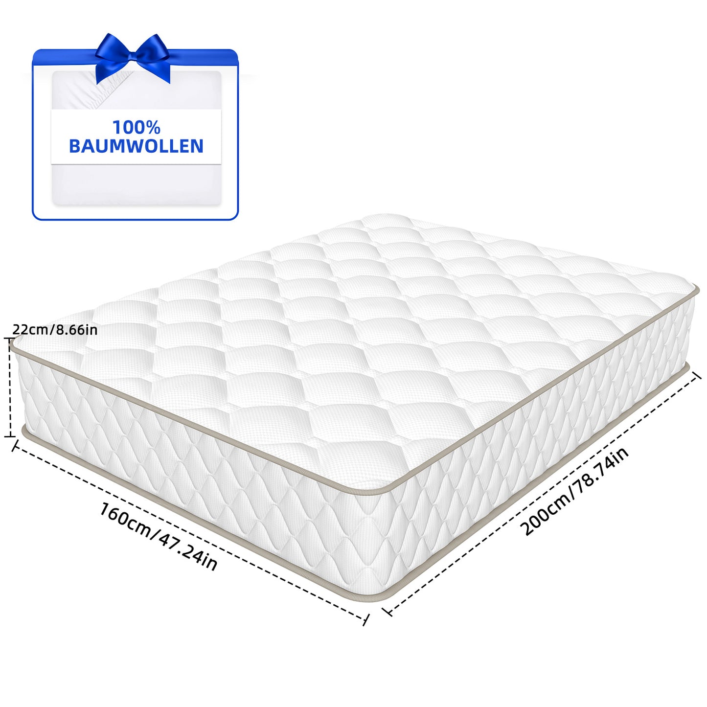 Air Mattress 140x200, Mattress 90x200, Mattress 120x200, Mattress 160x200, Mattress 90x190 with 7-Zone Pocket Spring Core, H5, H4, H3