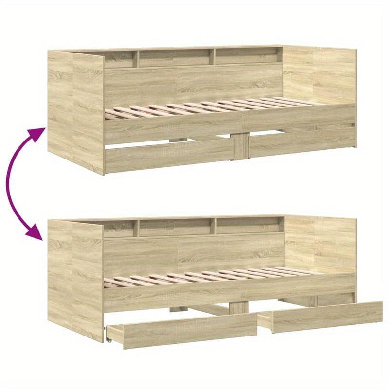 90X200 Cm Day Bed with Drawers Without Mattress Multifunctional Design Combining Rest And Storage Easily Integrating Into Various Home Styles Suitable for Living Room Or Small Bedroom Scenes, Space-Saving, Durable & Stylish H