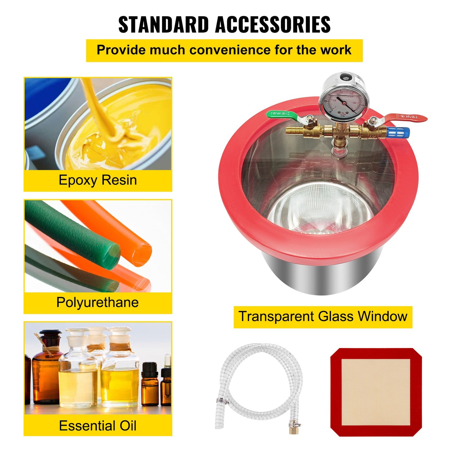 Vacuümpomp – Vacuümpompset – Vacuümpomp Kit – Vacuümsysteem – Vacuümkamer – 13 Liter RVS Kamer – 1/4 HP 3 CFM Motorvermogen