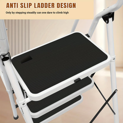 3-Traps Ladder – Opvouwbare Ladder – Steigertrap – Trapladder – Opstapladder – Veiligheidshandgreep – Antislip Voeten – Stalen Constructie – Max. Draaggewicht 150 kg