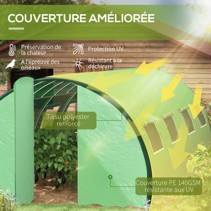 kassen tunnel – serre – kas – tuinserre – groentetent – groen – gegalvaniseerd ijzer frame – 18 m² met ventilatieramen en draaideuren