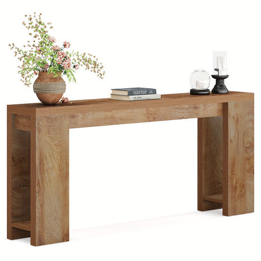 Sidetable – Consoletafel – Wandtafel – Haltafel – Bijzettafel – Houten Farmhouse Stijl – Compact 160x29,5x85 cm – Licht Eiken Bruin