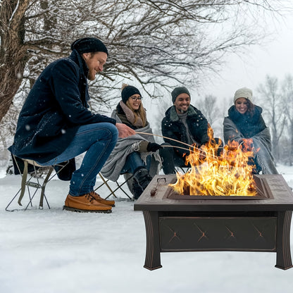 Vuurkorf – Tuinhaard – Vuurschaal – Buitenhaard – Vuurmand – Vierkant – Met Grillrooster En Vonkenscherm – 81x81x51 cm – Roestbestendig Metaal
