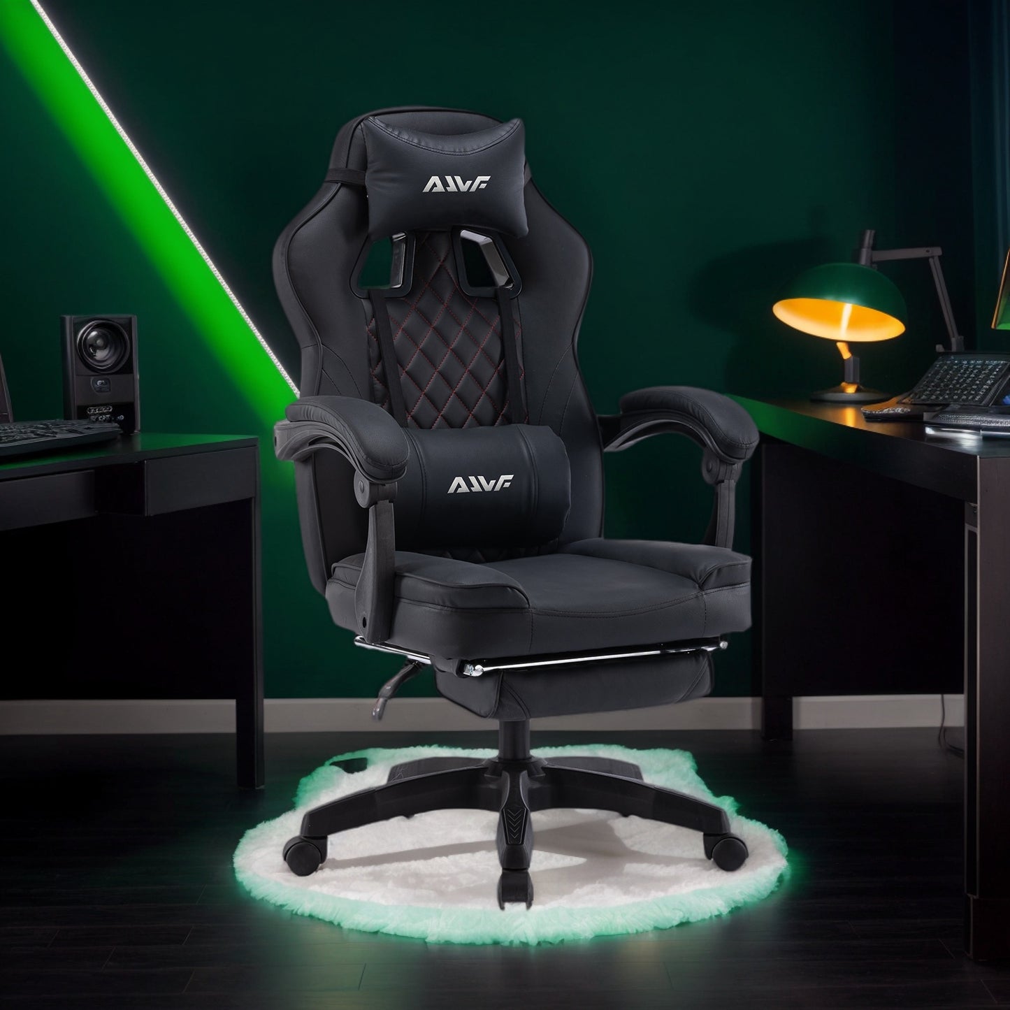 Ergonomische Gamingstoel – Gamerstoel – Computerstoel – Bureaustoel – Game Stoel – Verstelbare Zithoogte – Lendensteun en Hoofdsteun – Zwart – 360° Draaibaar