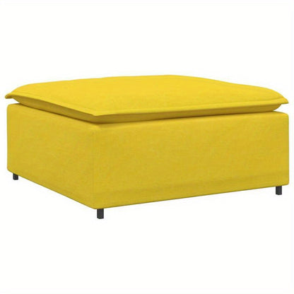 Voetbank – Poef – Hocker – Zithocker – Zitbank – Modular – Lichtgeel – 100x100x48 cm – Comfortabele Afmetingen – Onderhoudsvriendelijke Stof