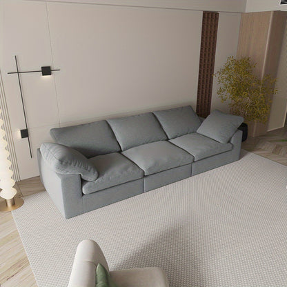 Wolkvormige Modulaire Bank – Slaapbank – Zitzak – Loungeset – Modulair Meubel – Grijs – Zachte Chenille Bekleding – Diepe Zitting