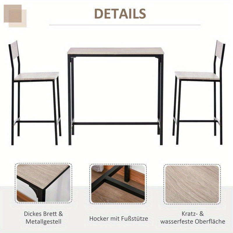 Barset – Bartafel En Krukken – Barmeubel – Bistroset – Pub Meubilair – Compact En Duurzaam – Hoogwaardige Hout-Metaal Mix