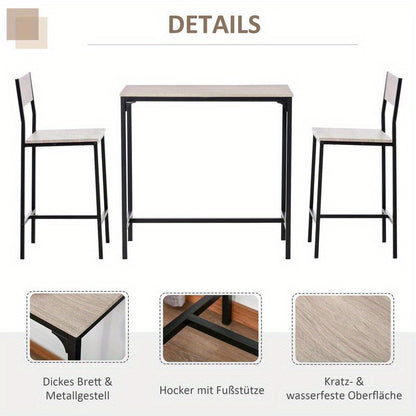 Barset – Bartafel En Krukken – Barmeubel – Bistroset – Pub Meubilair – Compact En Duurzaam – Hoogwaardige Hout-Metaal Mix