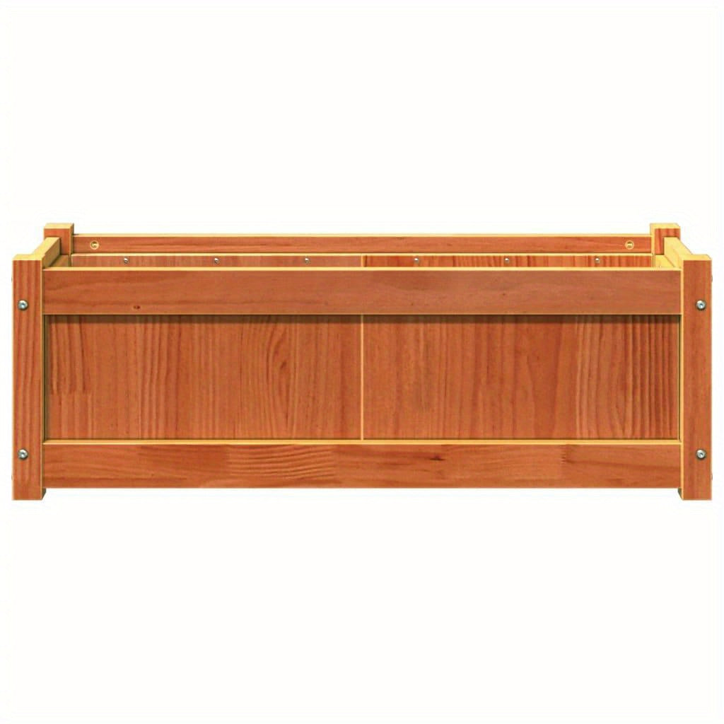 Plantenbak – Bloembak – Moestuinbak – Kruidenbak – Balkonbak – Verhoogde Massief Dennenhouten Plantenbak – 90x31x31 cm – Duurzaam Wax Brown – Eenvoudig te Monteren
