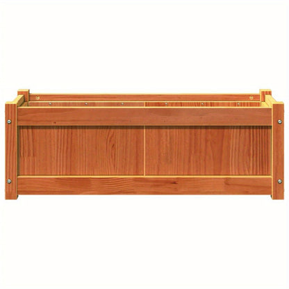 Plantenbak – Bloembak – Moestuinbak – Kruidenbak – Balkonbak – Verhoogde Massief Dennenhouten Plantenbak – 90x31x31 cm – Duurzaam Wax Brown – Eenvoudig te Monteren