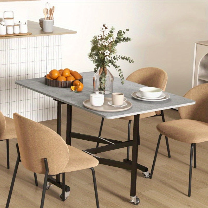 Uitschuifbare Eettafel – Uitklapbare Tafel – Klaptafel – Grote Eettafel – Verstelbare Tafel – Grijs – Geschikt Voor 46 Personen – Steviele Stalen Poten