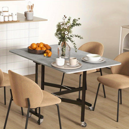 Uitschuifbare Eettafel – Uitklapbare Tafel – Klaptafel – Grote Eettafel – Verstelbare Tafel – Grijs – Geschikt Voor 46 Personen – Steviele Stalen Poten