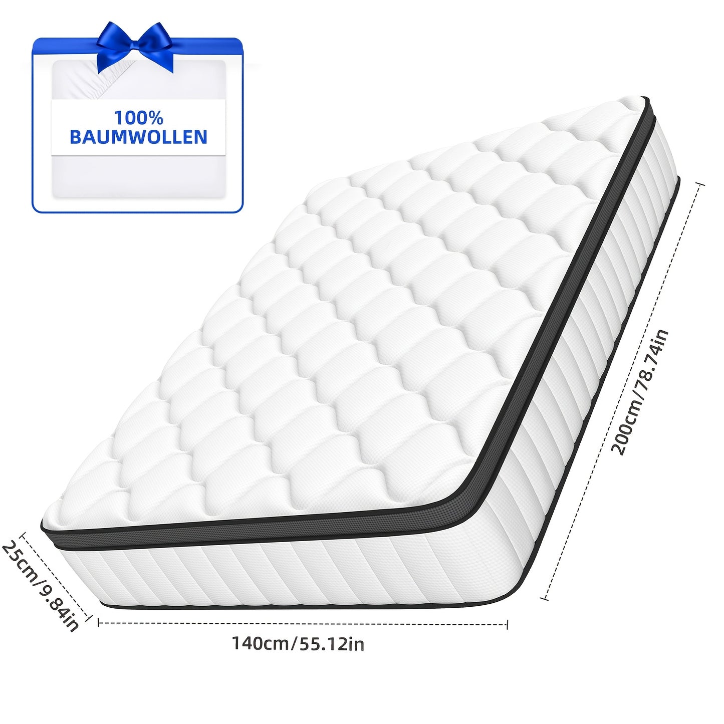 140x200cm/90x190cm - Premium 7-Zone Pocket Spring Mattress with Ergonomic Full-Body Support, Breathable Fabric, Durable Pocketed Springs & Silent Motion Isolation for Restful Sleep - Halloween & Black Friday Special