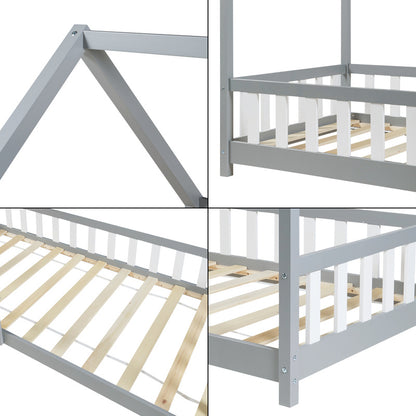 Kinderbed – Kinderbedden – Eenpersoonsbed – Hoogslaper – Stapelbed – Valbeveiliging – Massief Dennenhout – 140 x 200 cm