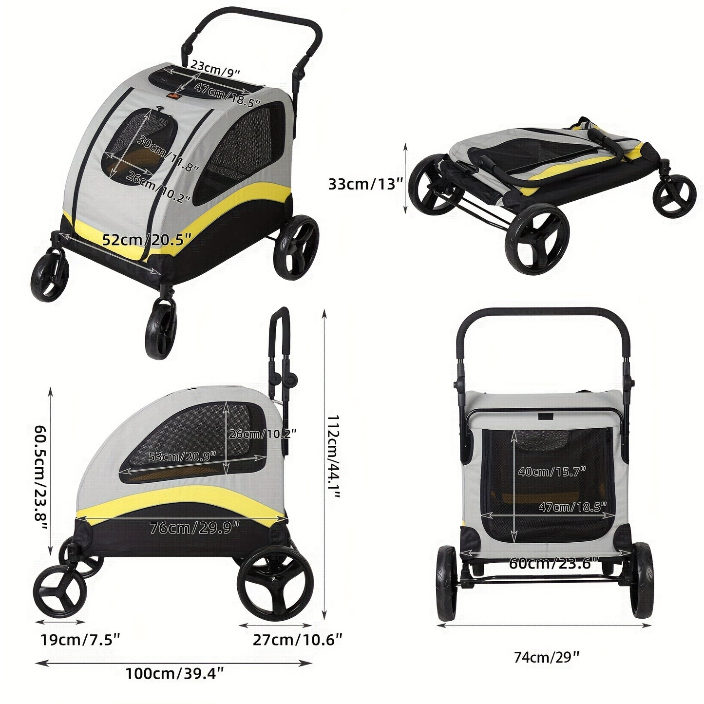 Dierenbuggy – Hondenwagen – Huisdierenwagen – Rollator Voor Huisdieren – Wandelwagen Hond – Met Opbergvakken – Stevig Metalen Frame – Waterafstotende Oxford Stof