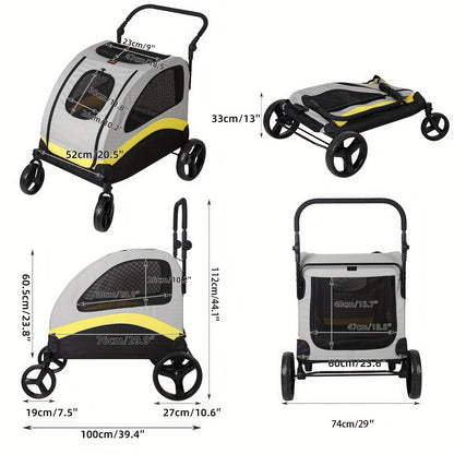 Dierenbuggy – Hondenwagen – Huisdierenwagen – Rollator Voor Huisdieren – Wandelwagen Hond – Met Opbergvakken – Stevig Metalen Frame – Waterafstotende Oxford Stof