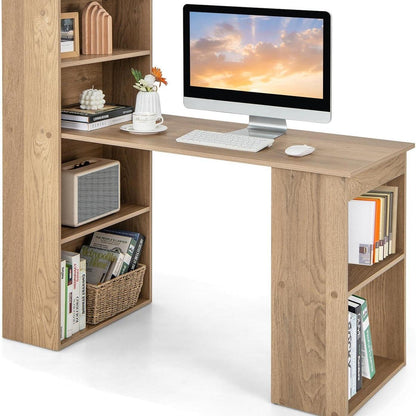 Bureau – Computertafel – Werkplek – Schrijftafel – Computerbureau – Met 6 Opbergvakken – Zijplank Links of Rechts – 122x56x122 cm – MDF & Spaanplaat