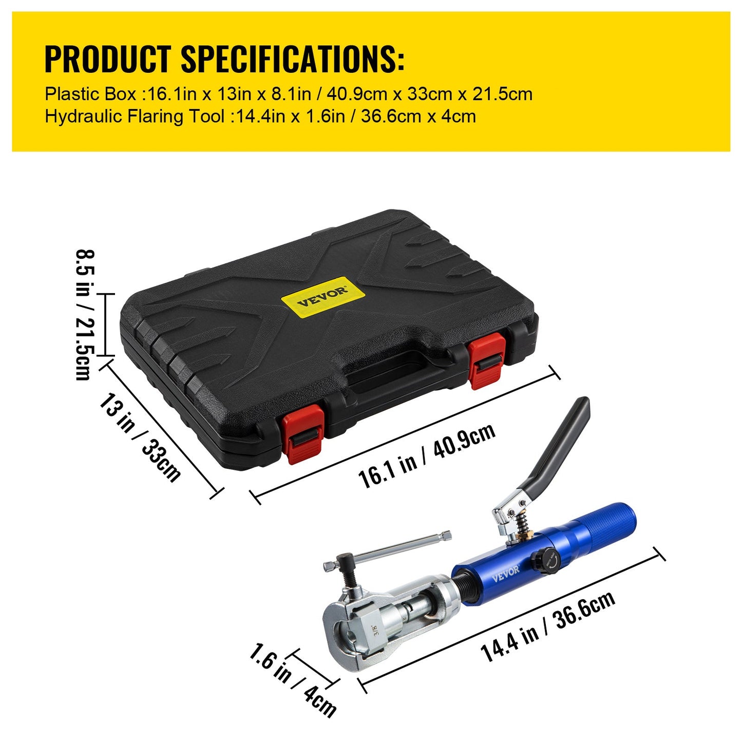 Hydraulische Flaring Tool Set – Remleiding Gereedschap – Buisverbuiger – Dubbele Flare Tool – Koperen Buis Flaring – 32-delige Set – Hydraulische Kracht – Geschikt Voor 3/16" Tot 1/2" Buizen