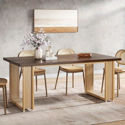 Eettafel – Keukentafel – Dinertafel – Tafel Voor 4 Personen – Houten Tafel – 60 cm Breed – Stevig Metalen Sled Onderstel – Rustic Brown