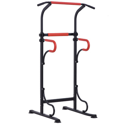 Pull-Up Rek – Optrekstang – Fitnessstation – Dipstation – Roman Chair – Verstelbare Hoogte 171-219 cm – Stalen Constructie Zwart/Rood