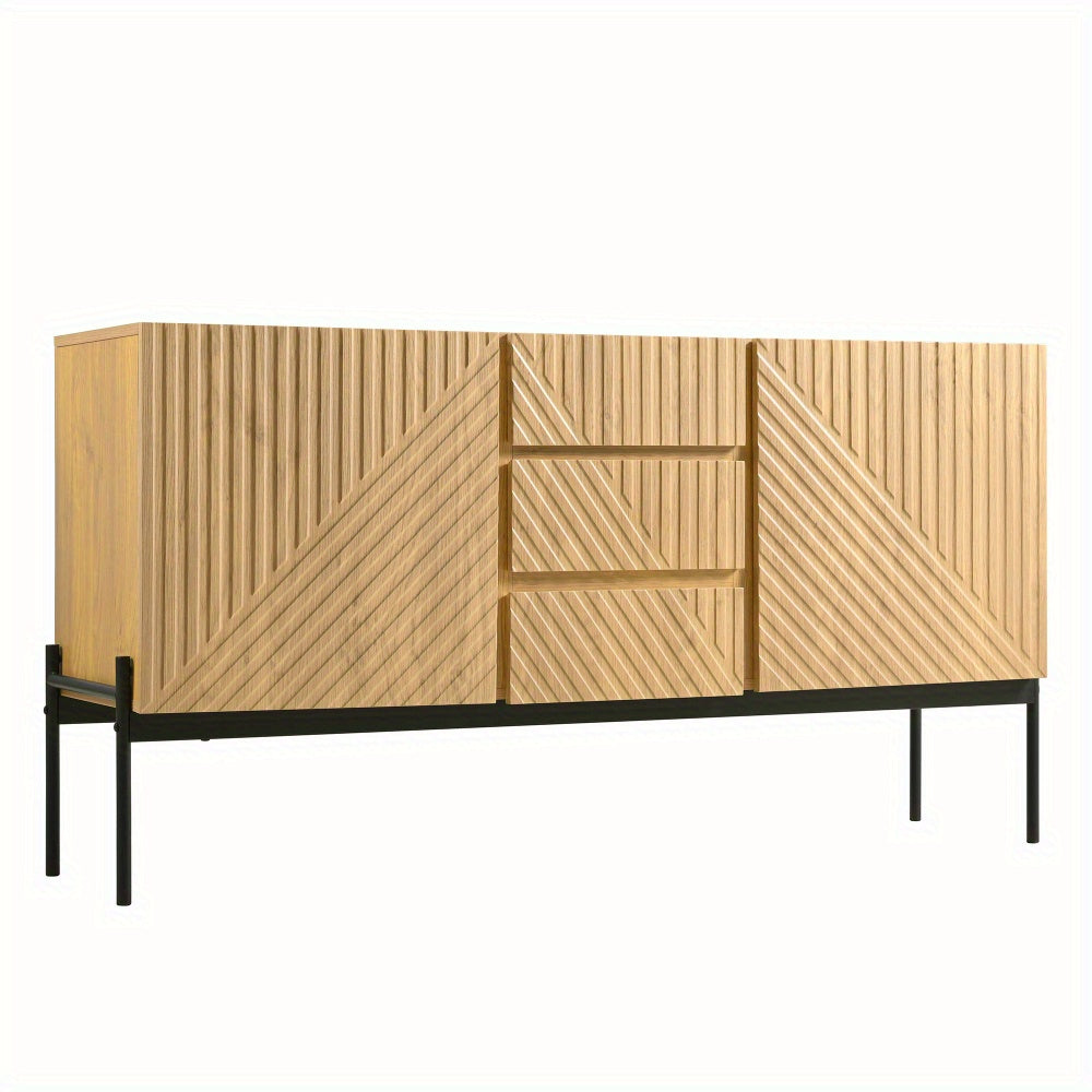 Tv-meubel – TV-kast – Sideboard – Dressoir – Meubel – Metalen Poten – 140x75x40 cm – Natuurlijke Kleur