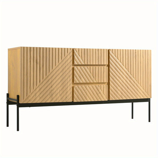 Tv-meubel – TV-kast – Sideboard – Dressoir – Meubel – Metalen Poten – 140x75x40 cm – Natuurlijke Kleur
