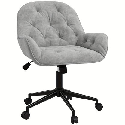 Draaifauteuil – Loungestoel – Bureaustoel – Werkstoel – Stoel – Lichtgrijs Velvet – Verstelbare Zithoogte – Ergonomisch Design