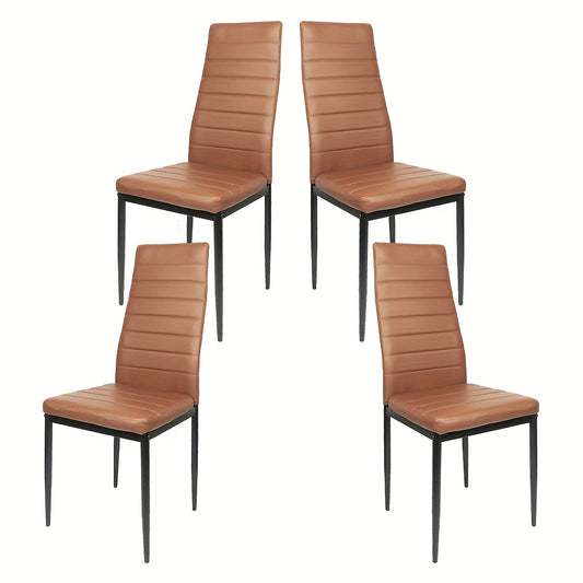 Eetkamerstoel – Keukenstoel – Lounge Stoel – Stoel – Zitstoel – Set Van 4 – Gestoffeerd Met Kunstleer – Stalen Poten – Comfortabel En Duurzaam – Afm. 42x48x45 cm