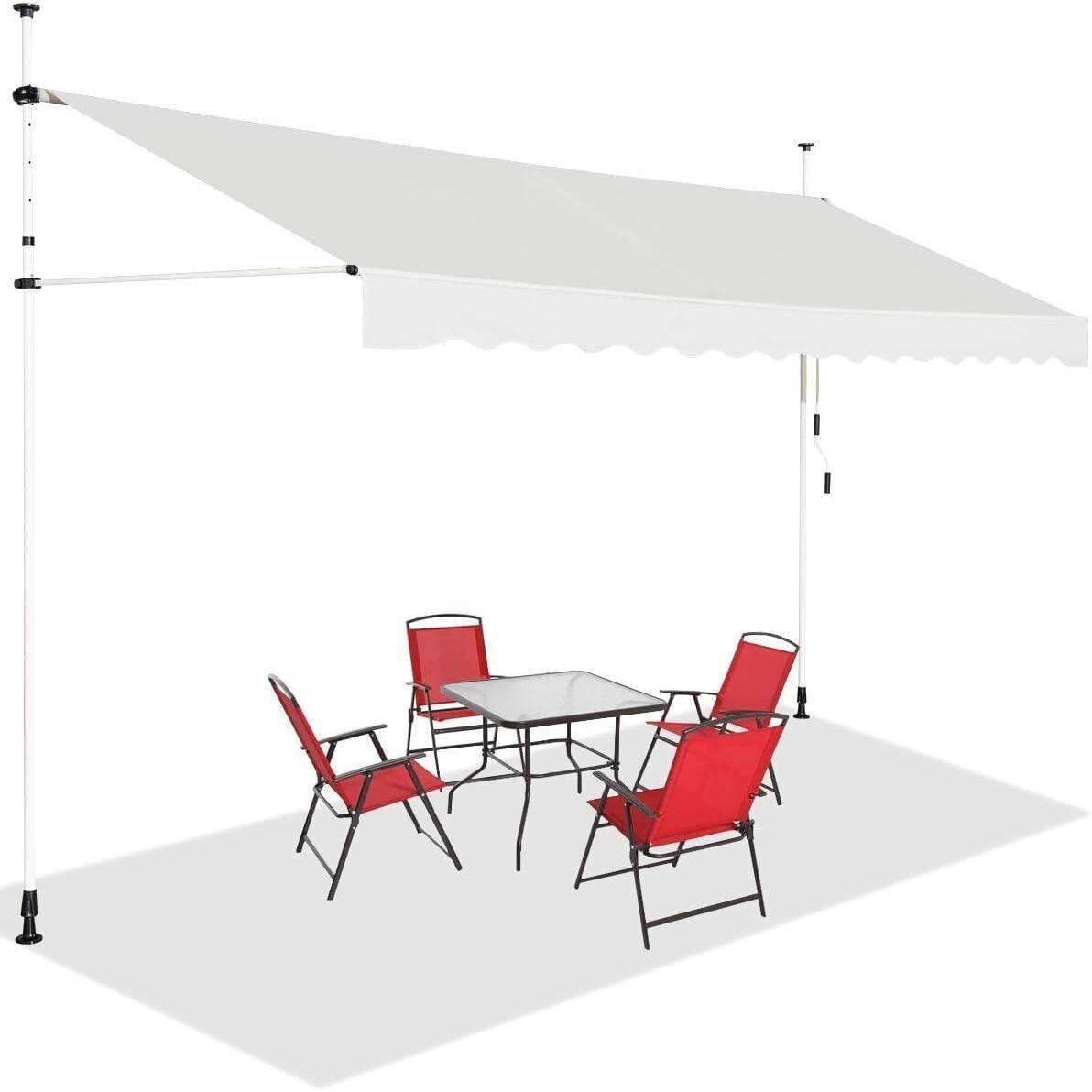 Klemzonwering – Klemmarkies – Zonnescherm – Zonwering Balkon – Buitenzonwering Beige – Verstelbare Hoogte 190-300 cm – Aluminium Frame Duurzaam