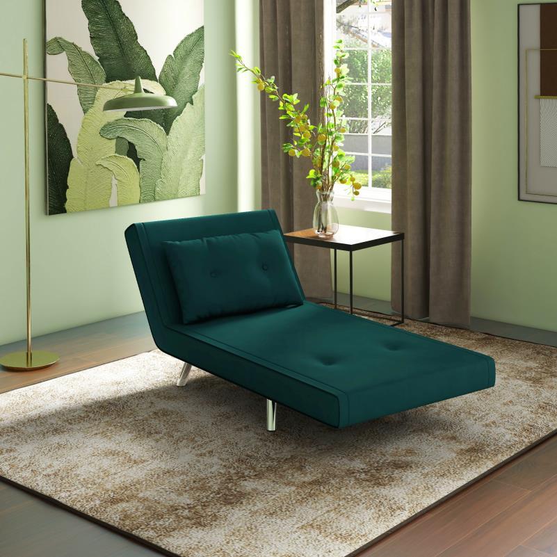Groene Relaxfauteuil – Relaxstoel – Fauteuil – Loungestoel – Zetel – RVS frame – Compressiestang voor Rugondersteuning
