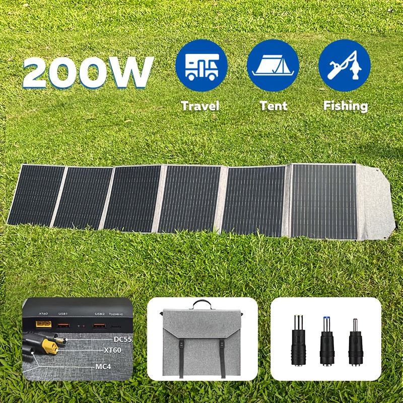 200W Draagbaar Zonnepaneel – Solar Module – Solar Charger – Zonnepaneel Opvouwbaar – Zonnecel Paneel – Monokristallijn – Hoog Rendement – Inclusief MC4 Adapter