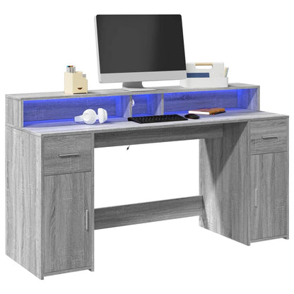 Laptoptablet – Bureau – Werkplek Meubel – Laptoptafel – Bureau Met Opbergruimte – RGB LED Verlichting – 160x55x91 cm – Duurzaam, Vochtbestendig Hout