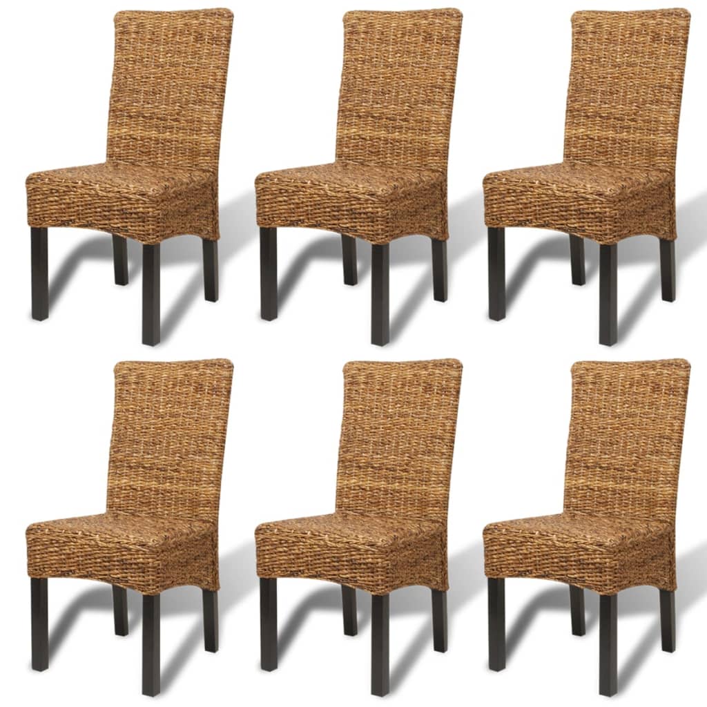 Eetkamerstoel – Eettafelstoel – Keukenstoel – Stoel – Kuipstoel – Set van 6 – Handgeweven Abaca Zitting – Massief Houten Frame