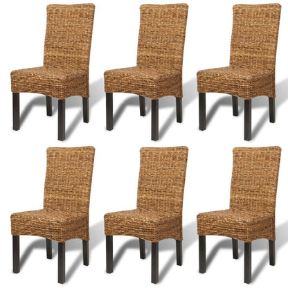 Eetkamerstoel – Eettafelstoel – Keukenstoel – Stoel – Kuipstoel – Set van 6 – Handgeweven Abaca Zitting – Massief Houten Frame