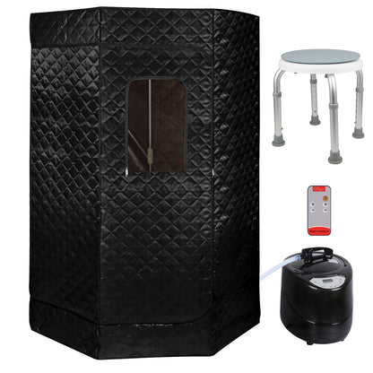 Sauna cabine – Sauna box – Draagbare sauna – Binnensauna – Mobiele sauna – Compact ontwerp 90x90x180 cm – Waterdicht en duurzaam staal-frame zonder elektriciteit - Zwart