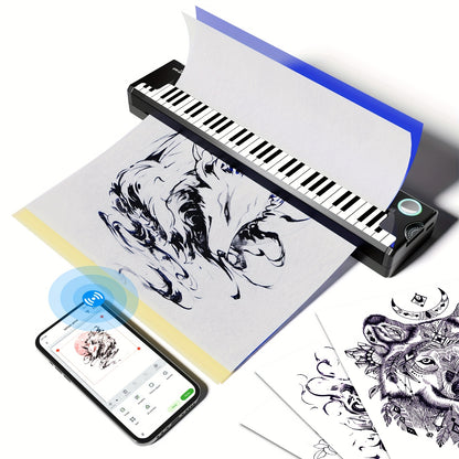 Draagbare Tattoo Printer – Tattoo Sjabloon Printer – Thermal Printer – Tattoo Transfer Printer – Compact Printer – Draadloos Bluetooth – Oplaadbare 2000mAh Batterij