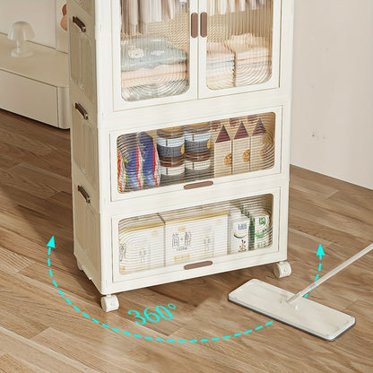 Kledingkast – Vouwbare Kast – Opvouwbare Kledingkast – Draagbare Garderobekast – Ruime Kast – 4 Laags – 10 Hangers – Mobiel Met Wieltjes – Eenvoudige Montage - Wit