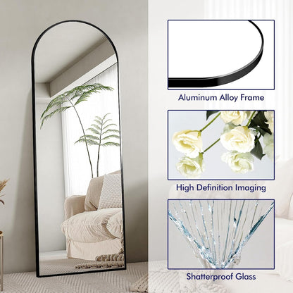 Full-Length Spiegel – Wandspiegel – Staande Spiegel – Grote Spiegel – Volledige Lengte Spiegel – Aluminium Zwart Frame – 180x80 cm – Helder Spiegelglas
