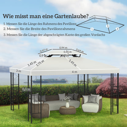 Vervangingshoes Tuinpaviljoen – Paviljoenhoes – Tuinluifel – Tentzeil – Overkappinghoes – Crèmekleurig – Waterbestendig Polyester – Dubbele Daklaag – Geschikt Voor 3x4m Metalen Paviljoen