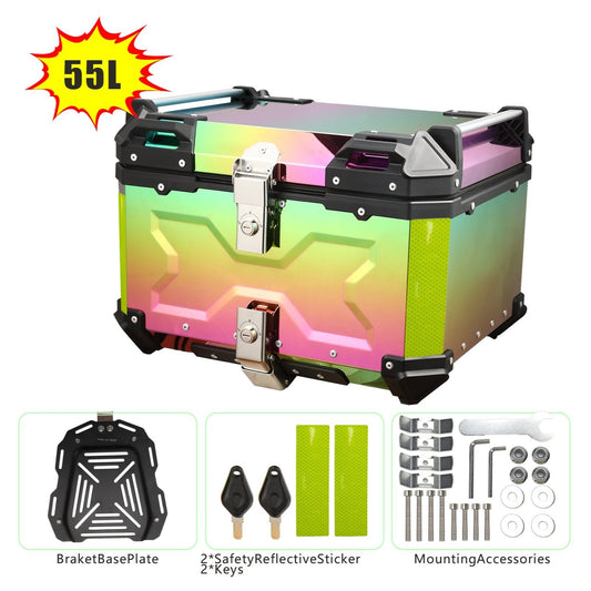 Motorbox – Motorkoffer – Topkoffer – Motorbagagekoffer – Helmopberger – 55 Liter – Waterdicht Aluminium – Slagvast & Universeel