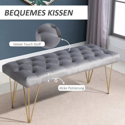 Piano Bankje – Pianobank – Pianokruk – Keyboard Bank – Zitbankje – Fluwelen Bekleding – Stabiel Metaalframe 116 x 44,5 x 49 cm
